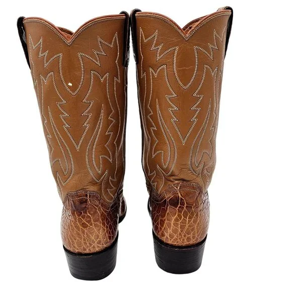 Vintage Preban Exotic Justin Womens 8AA Honey Brown Cowboy Western Boots Cowgirl - Picture 4 of 16